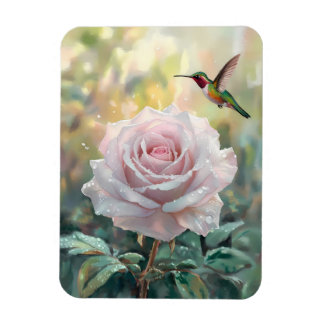 Wasserfarben Hummingbird und Rosa Rose Flexibel Magnet