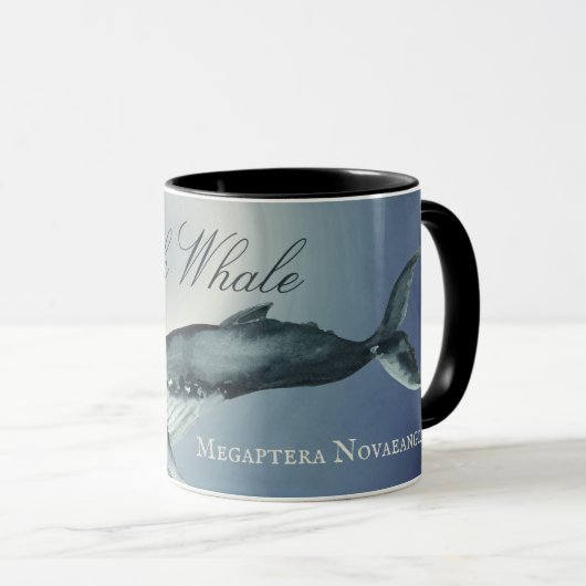 Wasserfarben-Humpback-Wal, Megaptera Novaeangliae Tasse (VorderseiteRechts)