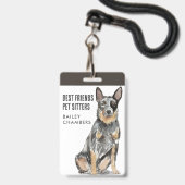 Wasserfarben Hund Walker Pet Sitter Ausweis (Vorderseite mit Lanyard)
