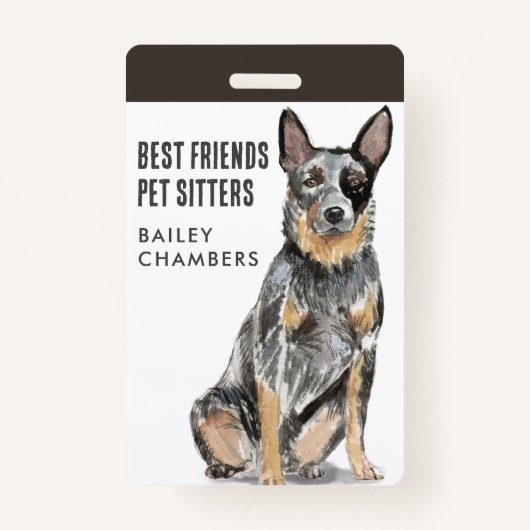 Wasserfarben Hund Walker Pet Sitter Ausweis (Vorderseite)