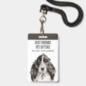 Wasserfarben Hund Walker Pet Sitter Ausweis (Vorderseite mit Lanyard)