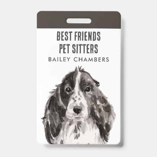 Wasserfarben Hund Walker Pet Sitter Ausweis (Vorderseite)