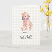 Wasserfarben Hunde Blume erhalten Brunnen Gingham  Karte (Gelbe Blume)
