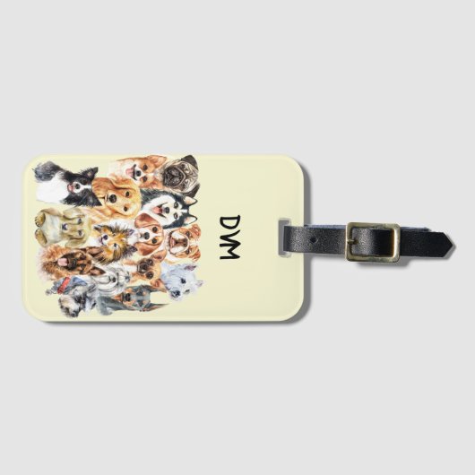 Wasserfarben Hunde Rassen Collage Personalisiert Gepäckanhänger (Vorderseite (Horizontal))