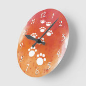Wasserfarben-Hundspuren Runde Wanduhr (Winkel)