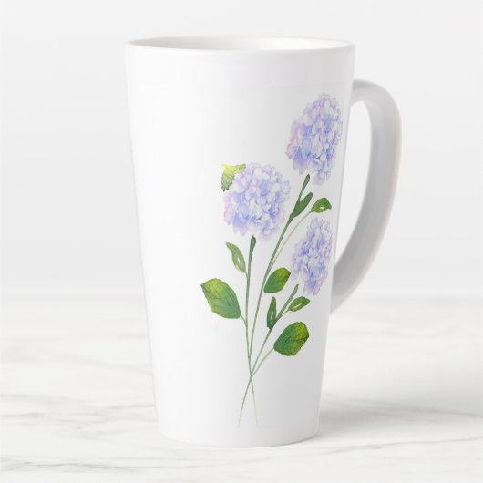 Wasserfarben-Hydrangea-Blumengestele Milchtasse (Rechte Ecke)