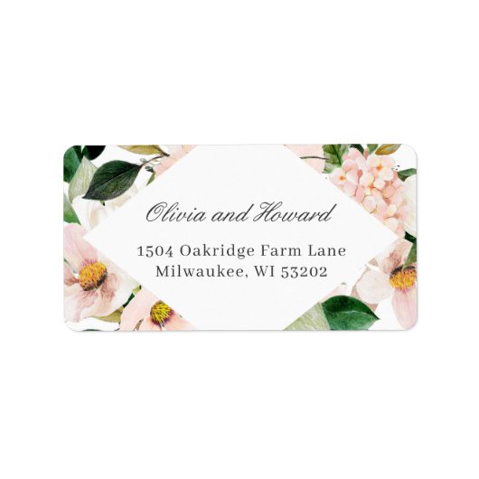 Wasserfarben Hydrangea Blush Pink Floral Elegant Adressaufkleber (Vorne)