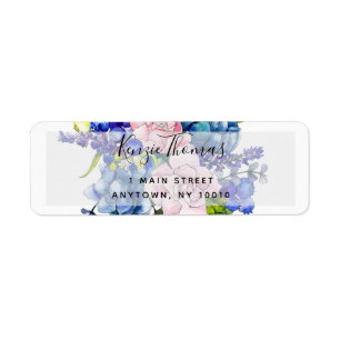 Wasserfarben-Hydrangea-Floral-Rücksendeadresse