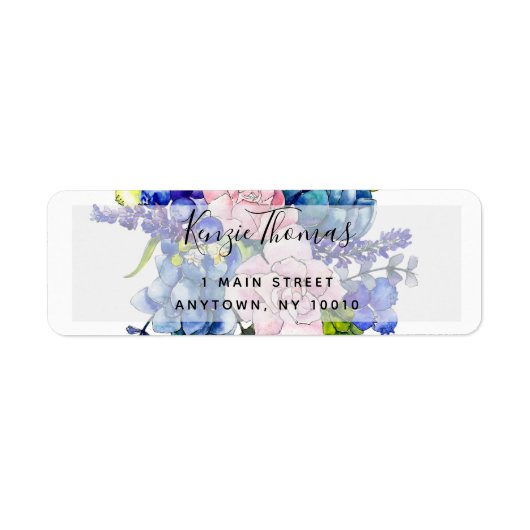 Wasserfarben-Hydrangea-Floral-Rücksendeadresse (Vorne)