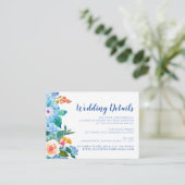 "Wasserfarben-Hydrangea-Hochzeitdetails Begleitkarte (Stehend Vorderseite)