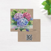 Wasserfarben-Hydrangea mit QR-Code-Visitenkarten (Schreibtisch)