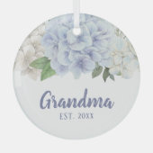 Wasserfarben Hydrangea New Oma Ornament Aus Glas (Vorderseite)