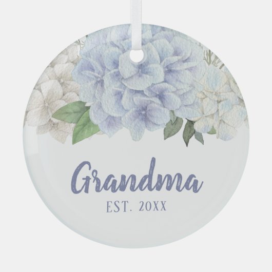 Wasserfarben Hydrangea New Oma Ornament Aus Glas (Vorderseite)