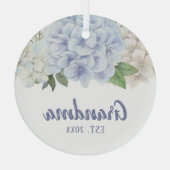 Wasserfarben Hydrangea New Oma Ornament Aus Glas (Rückseite)