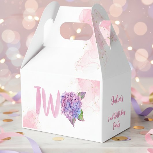 Wasserfarben-Hydrangea-Sekunde Geburtstag Geschenkschachtel