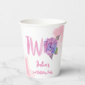 Wasserfarben-Hydrangea-Sekunde Geburtstag Pappbecher (Rückseite)