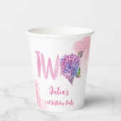 Wasserfarben-Hydrangea-Sekunde Geburtstag Pappbecher (Vorderseite)