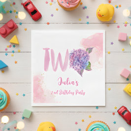 Wasserfarben-Hydrangea-Sekunde Geburtstag Serviette