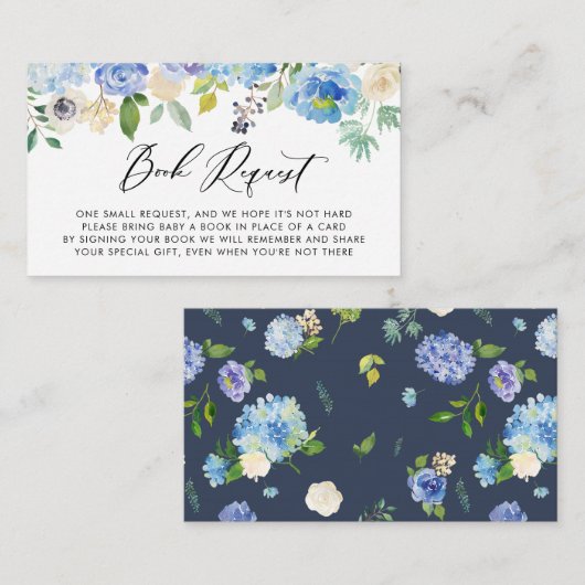 Wasserfarben-Hydrangea und Anemone-Bücher für Baby Begleitkarte (Vorne/Hinten)