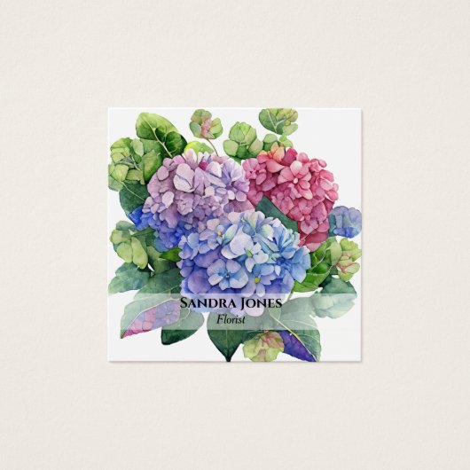 Wasserfarben-Hydrangea-Visitenkarten (Vorderseite)