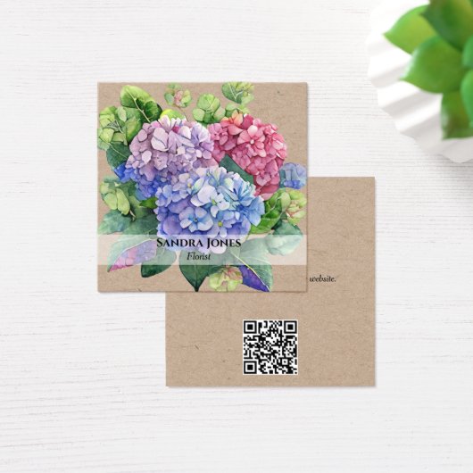 Wasserfarben-Hydrangea-Visitenkarten - Kraftpapier (Schreibtisch)