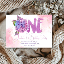 Wasserfarben-Hydrangea zum ersten Geburtstag