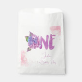Wasserfarben-Hydrangea zum ersten Geburtstag Geschenktütchen (Vorderseite)
