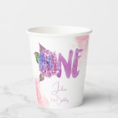 Wasserfarben-Hydrangea zum ersten Geburtstag Pappbecher (Rückseite)