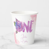 Wasserfarben-Hydrangea zum ersten Geburtstag Pappbecher (Vorderseite)