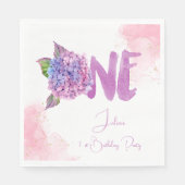 Wasserfarben-Hydrangea zum ersten Geburtstag Serviette (Vorderseite)