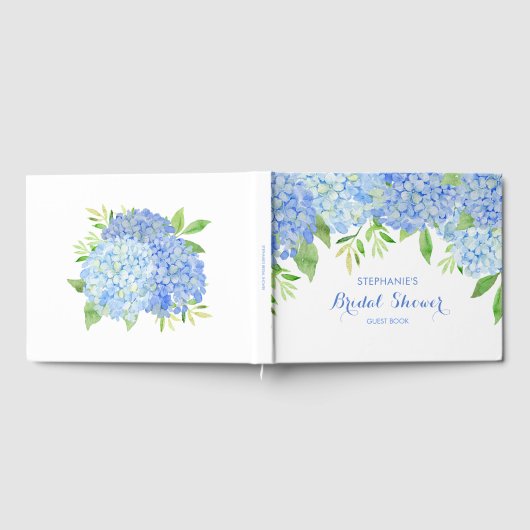 Wasserfarben Hydrangeas Blauer Brautparty Gästebuch (Voll)