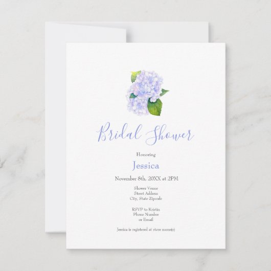 Wasserfarben-Hydrangeas-Einladung Einladung (Vorderseite)