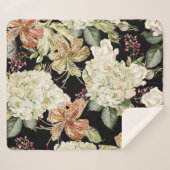Wasserfarben-Hydrangeas-Lilien: Blumenmuster Sherpadecke (Vorderseite (Horizontal))