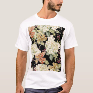 Wasserfarben-Hydrangeas-Lilien: Blumenmuster T-Shirt