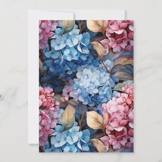 Wasserfarben Hydrangeas Pink Blue Wedding Einladung (Rückseite)