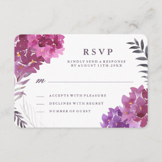 Wasserfarben-Hydrangeas und Botanische RSVP-Karte RSVP Karte