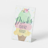 Wasserfarben Ice Cream Party Drinks Menü Sockelschild (Vorderseite)