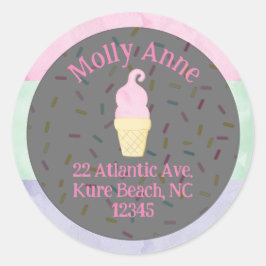 Wasserfarben-Ice Creme Kronensprinklen Adressenauf Runder Aufkleber