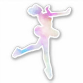 Wasserfarben Ice Skaten Girl Aufkleber (Vorderseite)
