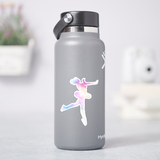 Wasserfarben Ice Skaten Girl Aufkleber (HydroFlask)