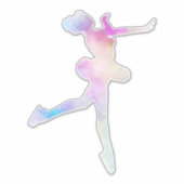 Wasserfarben Ice Skaten Girl Aufkleber (Vorderseite)