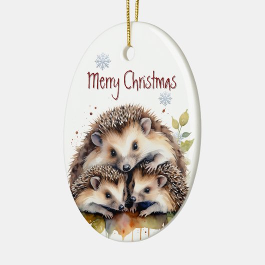 Wasserfarben Igel Family Wildlife Animal Custom Keramik Ornament (Links)