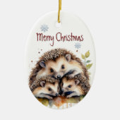 Wasserfarben Igel Family Wildlife Animal Custom Keramik Ornament (Vorne)