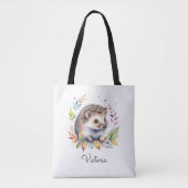 Wasserfarben-Igel-Waldtier personalisiert Tasche (Vorderseite)