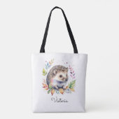 Wasserfarben-Igel-Waldtier personalisiert Tasche (Rückseite)