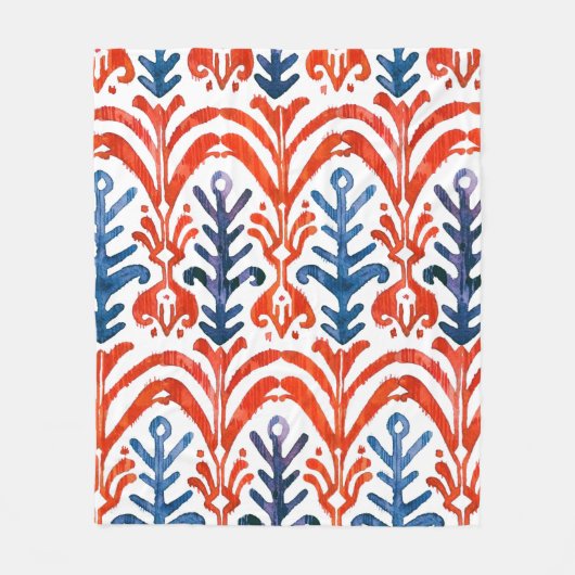 Wasserfarben-Ikat-Muster. Dekorflora Fleecedecke (Vorderseite)