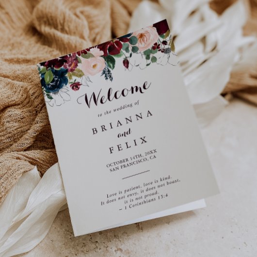 Wasserfarben Illustrierter Fall Blütenfalte Hochze Programm