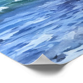 Wasserfarben im Meer und im Felsen Poster (Ecke)
