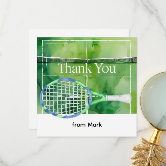 Wasserfarben im Tennisstil Dankeskarte (Vorderseite/Rückseite Beispiel)