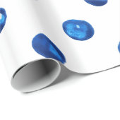 Wasserfarben-Indigoblau-Polka-Punktmuster Geschenkpapier (Rolleneckpunkt)